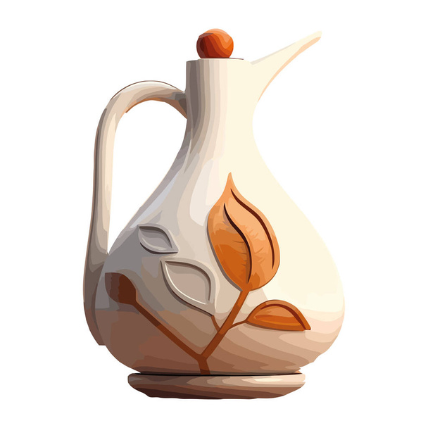 elegant teapot ceramic isolated icon - Vector, Image