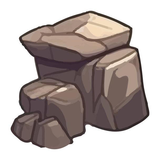 сильные и серые камни иконы изолированы - Вектор,изображение