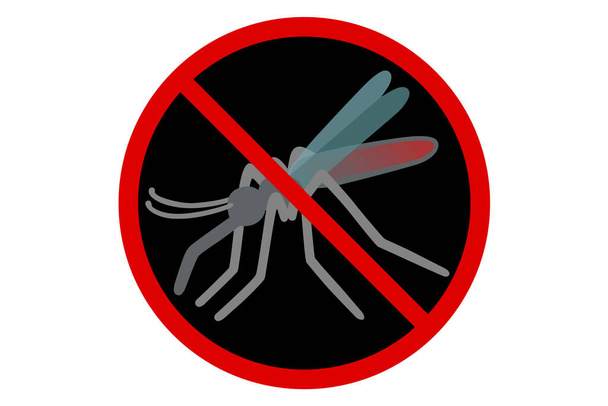 prohibition sign against mosquito on white background,vector illustration - Vector, Image