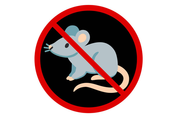 Beyaz arkaplanda fareye karşı yasaklama işareti, vektör illüstrasyonu - Vektör, Görsel