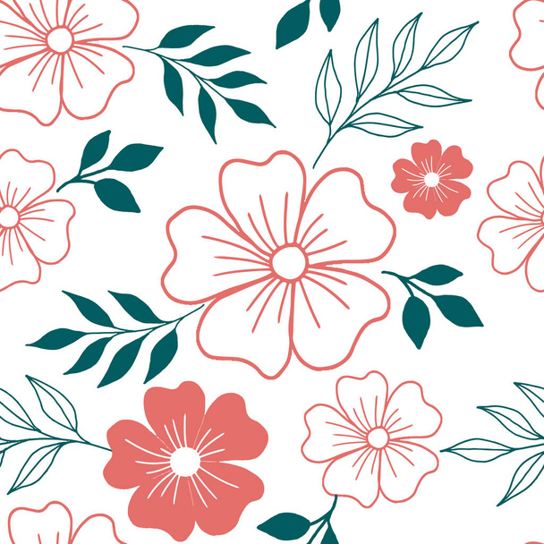 Flower seamless patterns. Cool abstract and floral design. For fashion fabrics, kids clothes, home decor, quilting, Tshirts, cards and templates, scrapbook and other digital needs - Vector, imagen