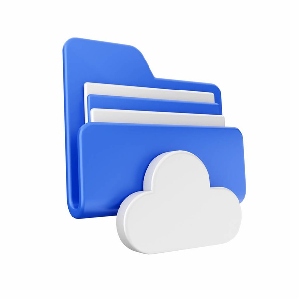 3 d render of cloud computing concept with blue folder  - Φωτογραφία, εικόνα