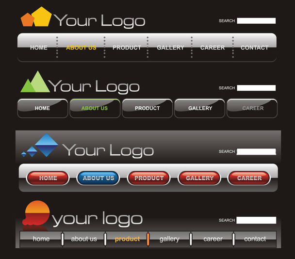 Website glossy button bars template - Вектор,изображение