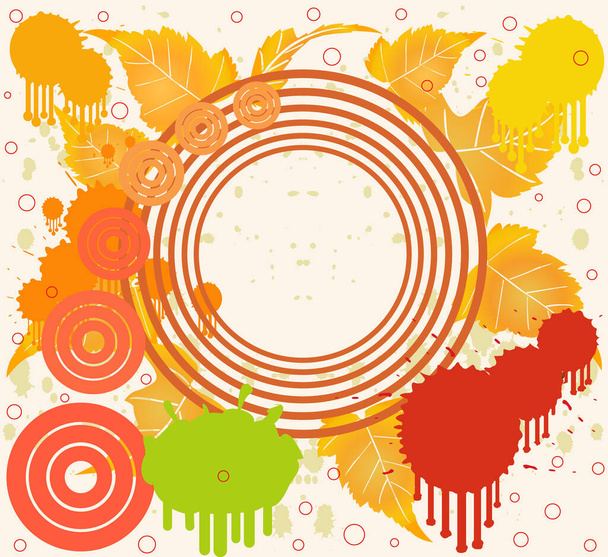 Grunge floral background in orange design, vector illustration - Vector, imagen