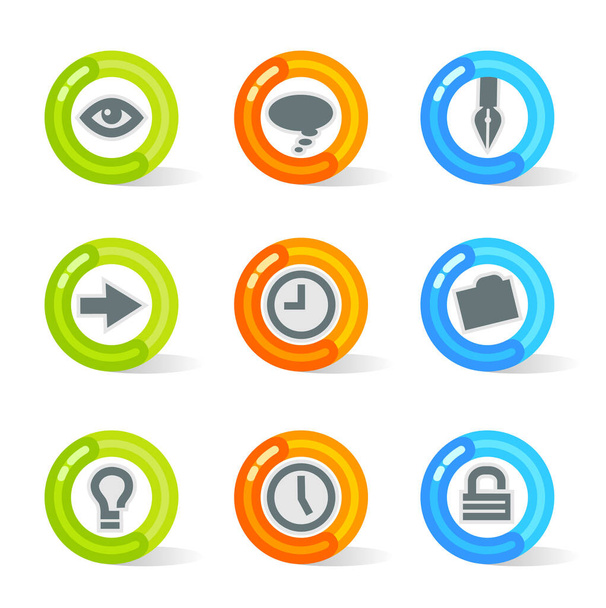 Stylish colorful gel Icons with device symbols; easy edit layered files. - Vector, afbeelding
