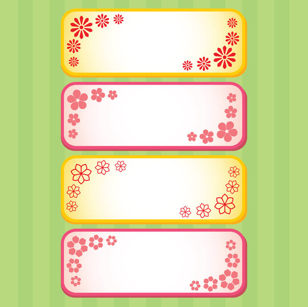Vector illustration of four spring flower banners with space to put text or title. - Vector, Imagen