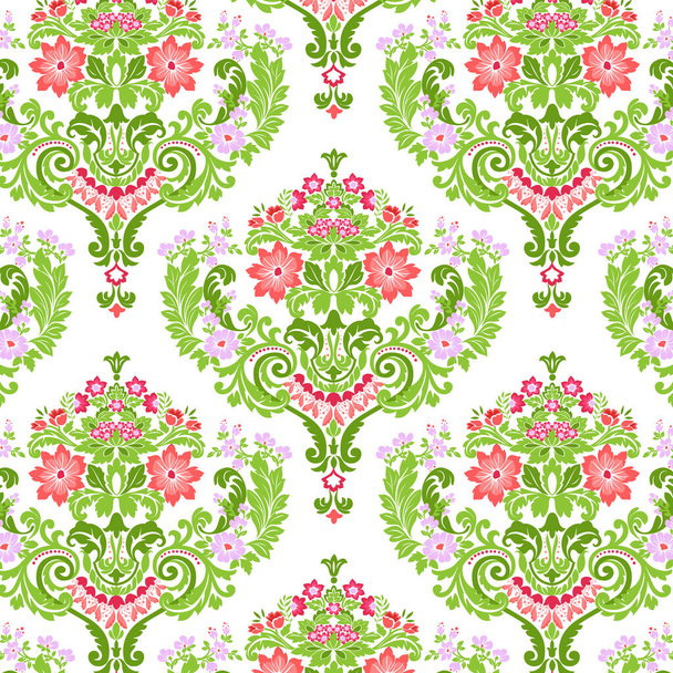 Seamless Damask floral pattern. Vector illustration. - Vector, imagen