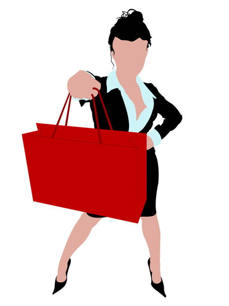 Sexy business woman standing with a shopping bag on an isolated background - Вектор, зображення