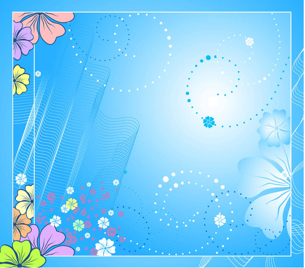 Vector floral background. Beautiful flowers and there is a lot of free space - Vetor, Imagem