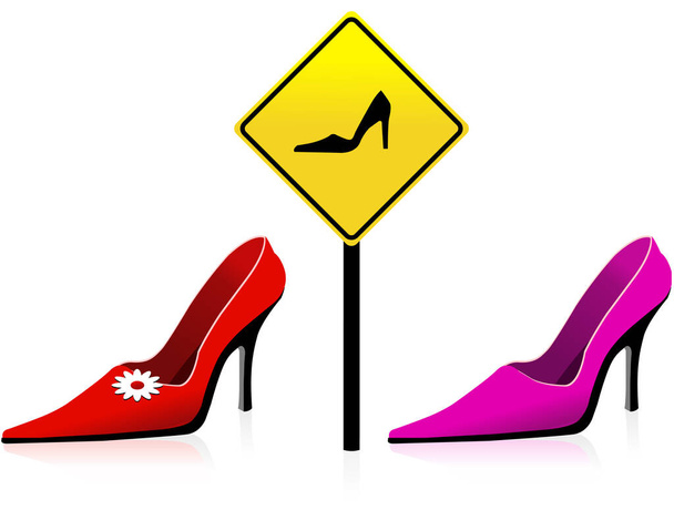 Female sign and shoes - Vetor, Imagem