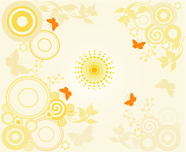 Background with circles and floral elements - ivector - ベクター画像