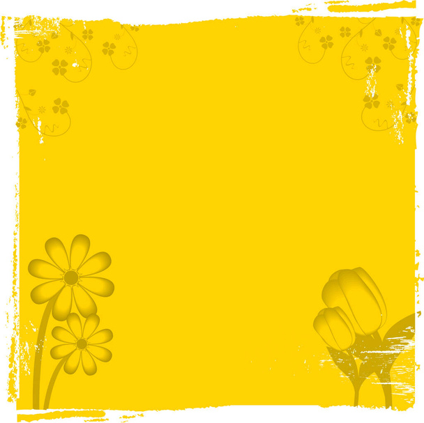 Distressed background with tulips and daisies - Vector, Imagen