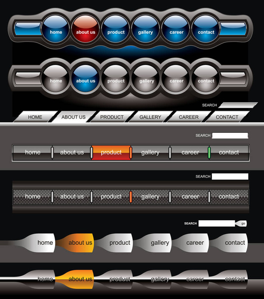 Modèle de navigation avec boutons de menu noirs - Vecteur, image