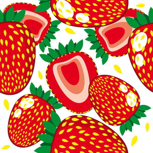 Seamless background with juisy fruits - Vector, Imagen