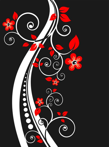 Abstract floral pattern on a black striped background. - Vettoriali, immagini