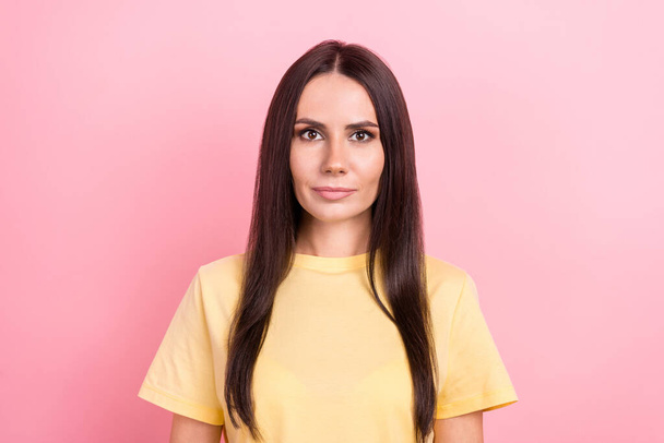 Photo of young pretty hispanic ethnicity woman looking straight camera professional worker isolated pink color background. - Photo, Image