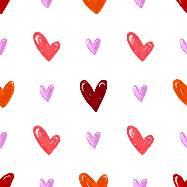 Beautiful seamless background with pink hearts. Valentine's Day. Seamless love heart design  background. Endless pattern on Valentine's day. The seamless texture with colored hearts. - Фото, зображення