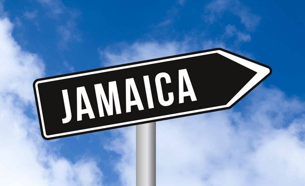 Jamaica útjelző tábla kék ég háttér - Fotó, kép