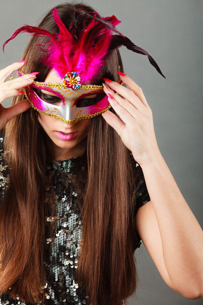 Woman  with mask posing - 写真・画像