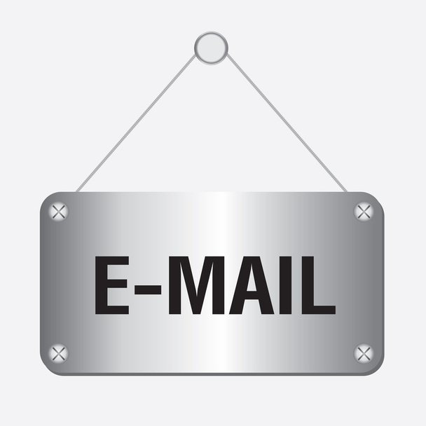 Ezüst metál e-mail jel lóg a falon - Vektor, kép