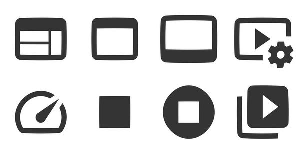 Set of 8 icons Audio and Video Vector illustration of thin line icons. Simple Set. Linear icons set. Big UI icon set. Vector illustration - Vector, imagen