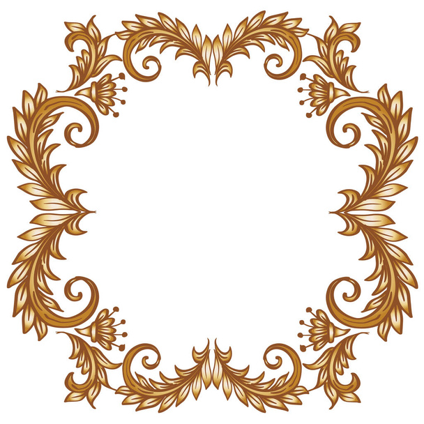 Dibujo a mano oro marco floral fondo - Vector, imagen