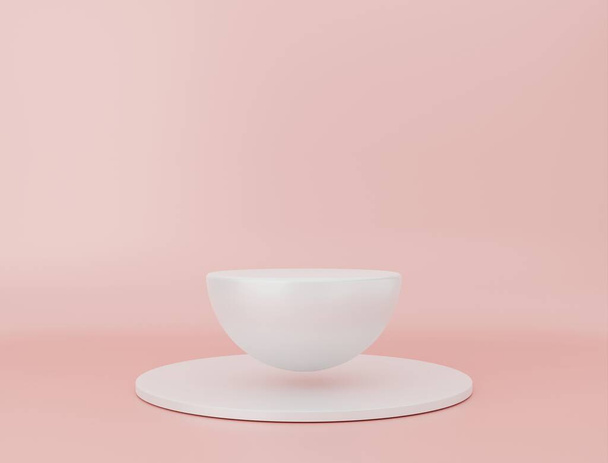 white cup with saucer on pink background.  - Fotografie, Obrázek