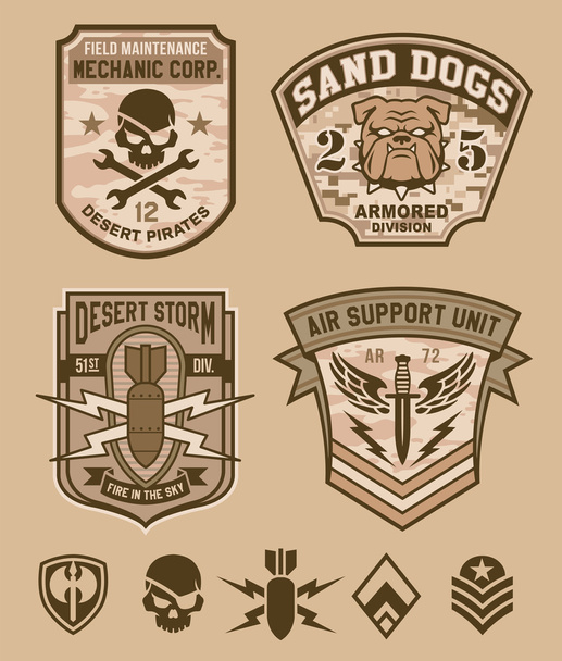 Desert military emblem patch set - Vector, Image
