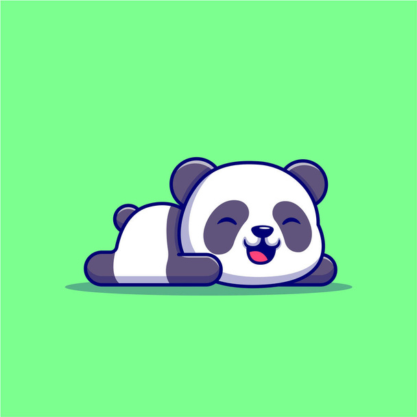 Cute Panda Sleeping Cartoon Vector Icon Illustration. Animal Nature Icon Concept Isolated Premium Vector. Flat Cartoon Style - Wektor, obraz