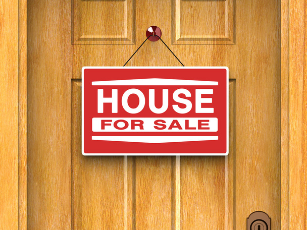 Huis for sale aanmelden deur, onroerend goed, reclame - Foto, afbeelding