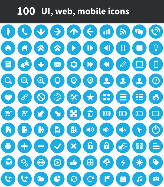 100 kullanıcı arabirimi anahat için Web ve mobil simgeler - Vektör, Görsel