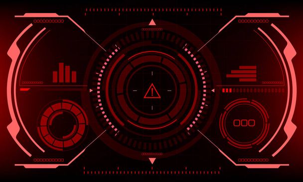 Экран интерфейса HUD sci-fi красного цвета, предупреждающий об опасности, дизайн дисплея виртуальной реальности футуристической технологии - Вектор,изображение