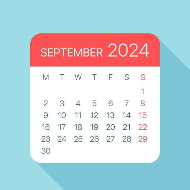 September 2024 Calendar Leaf - Vector Illustration - Vektör, Görsel