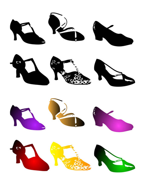 vector illustration for a variety of shoes in style. - Vetor, Imagem
