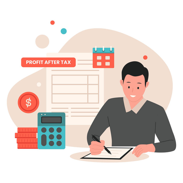 Profit after tax concept illustration. Illustration for websites, landing pages, mobile apps, posters and banners. Trendy flat vector illustration - Vector, Image