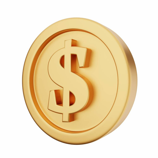 3 d representación de la moneda de oro aislado sobre fondo blanco. 3 d ilustración  - Foto, imagen
