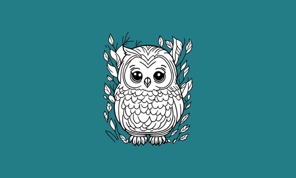 happy cute owl kawaii line art design - Vecteur, image