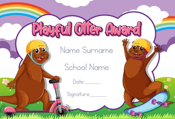 Certificate for kids template with customizable design with playful fonts illustration - Vector, Image
