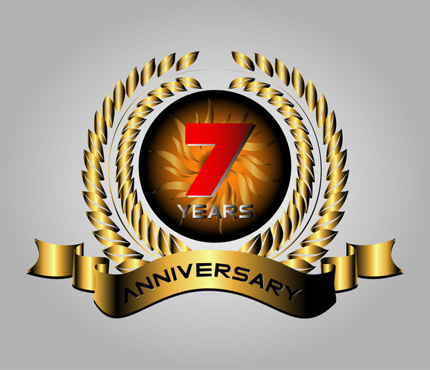 7 años Celebración Etiqueta aniversario
 - Vector, imagen