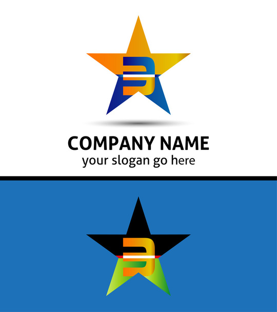 Logotipo abstracto número 3 Símbolo con icono de estrella
 - Vector, imagen