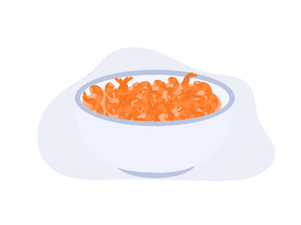 Camarão seco. Frutos do mar, comida tailandesa. ingredientes. ilustração de desenho animado vetorial - Vetor, Imagem