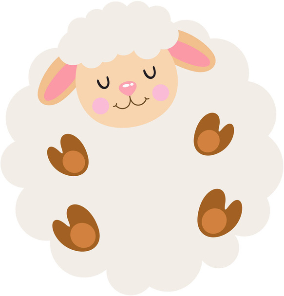 Funny lamb sheep with round body - Вектор,изображение