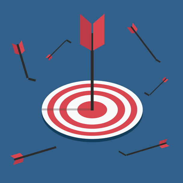 Red darts target ,vector,illustration. - Vector, Image