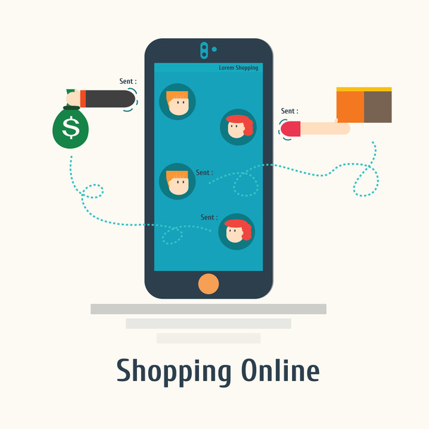 Shopping online mobile, smartphone
. - Vettoriali, immagini