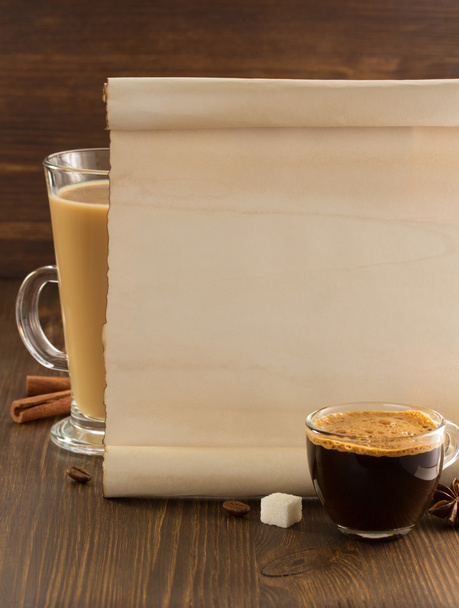 Coffee and parchment paper - Foto, imagen