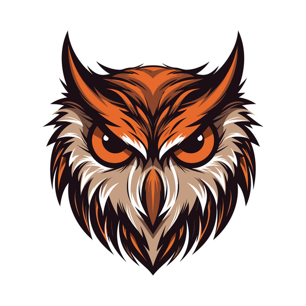 Owl head mascot. Logo design. Illustration for printing on t-shirts. - Vettoriali, immagini