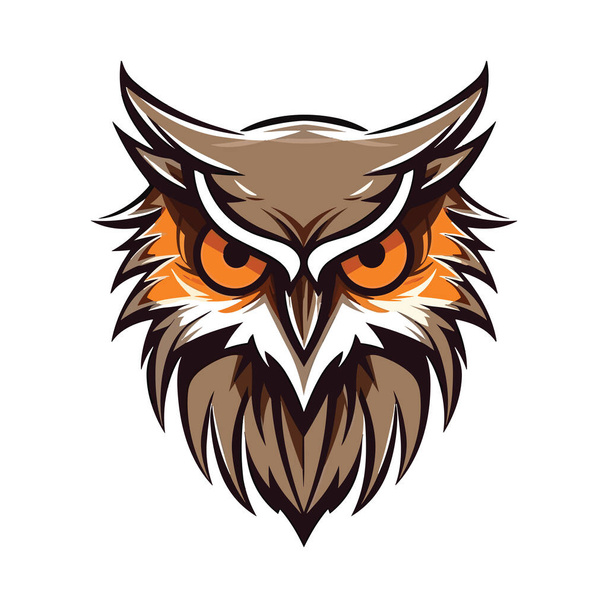 Owl head mascot. Logo design. Illustration for printing on t-shirts. - Vetor, Imagem