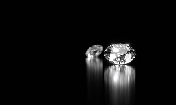 Diamanten groep geplaatst op glanzende achtergrond 3d Rendering Soft Focus - Foto, afbeelding