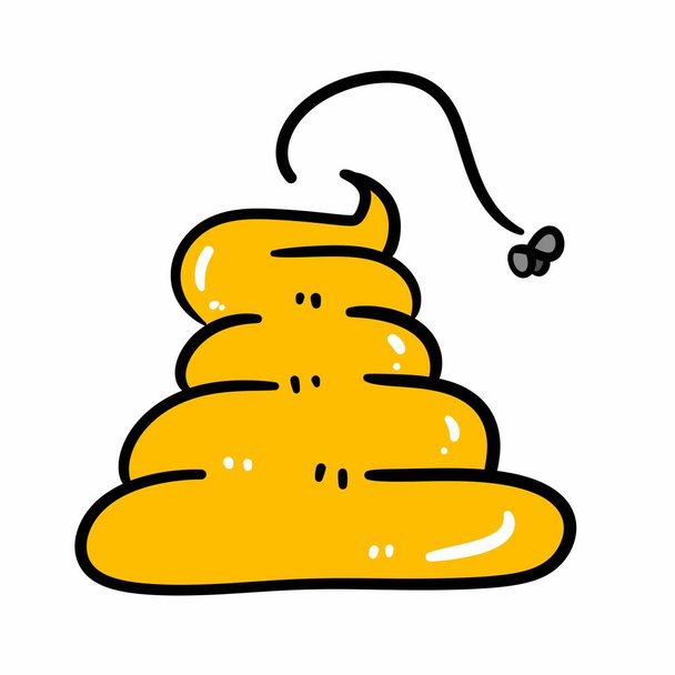 cartoon doodle of a yellow poop - Photo, Image