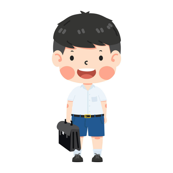 Cute boy student wearing uniform and bag education thailand school - Vektör, Görsel